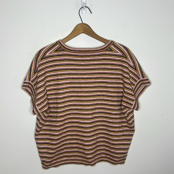Madewell Striped Paulson Knit V-Neck Boxy Tee Top Small Neutral Stripe Casual - Picture 5 of 11